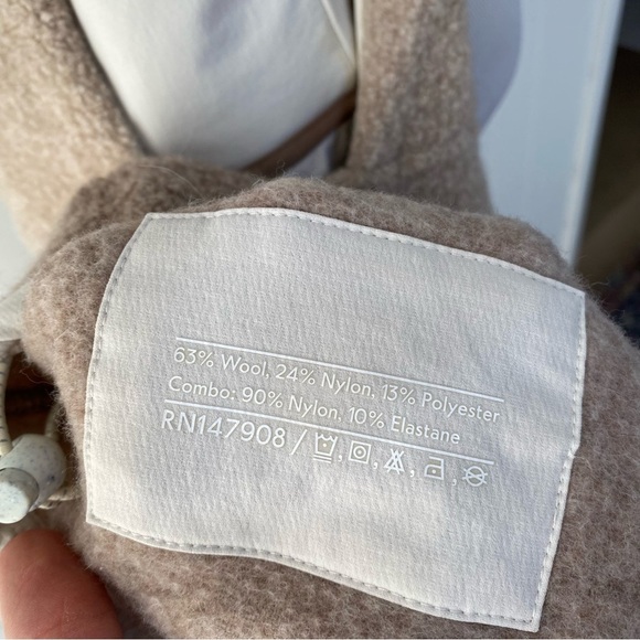 Women's Outdoor Voices MegaFleece Snap Up Hoodie Wool Blend Beige Sz S *stains - Picture 13 of 16